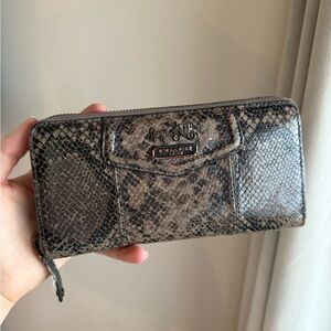 Coach Brown Snake-Print Zip Wallet